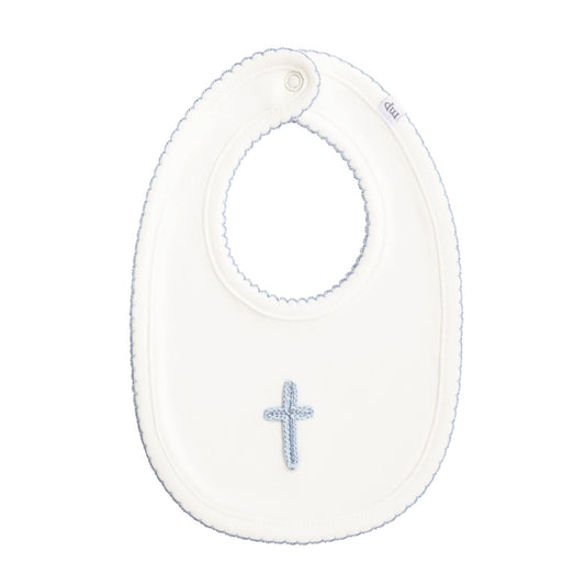 Blue Crochet Cross Bib