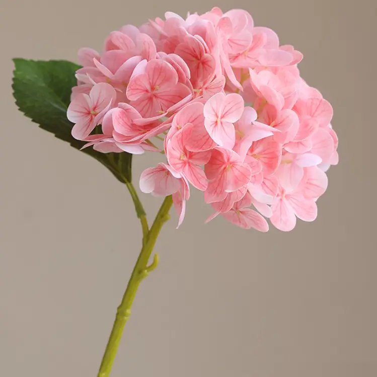 Real Touch Lifelike Soft Pink Hydrangea - 6”Bloom, 12.5" Tall