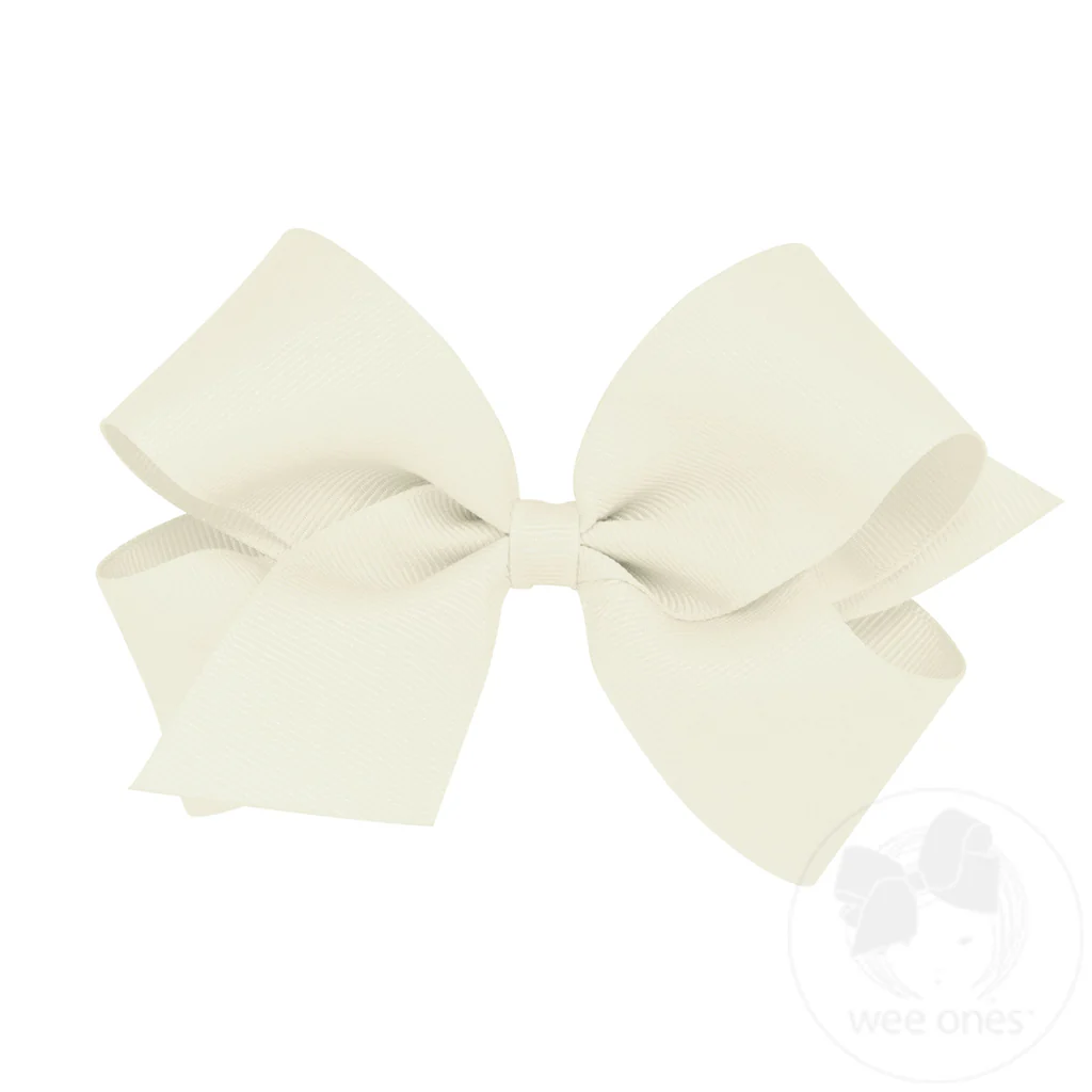 Antique White Classic Grosgrain Hair Bow (Plain Wrap)