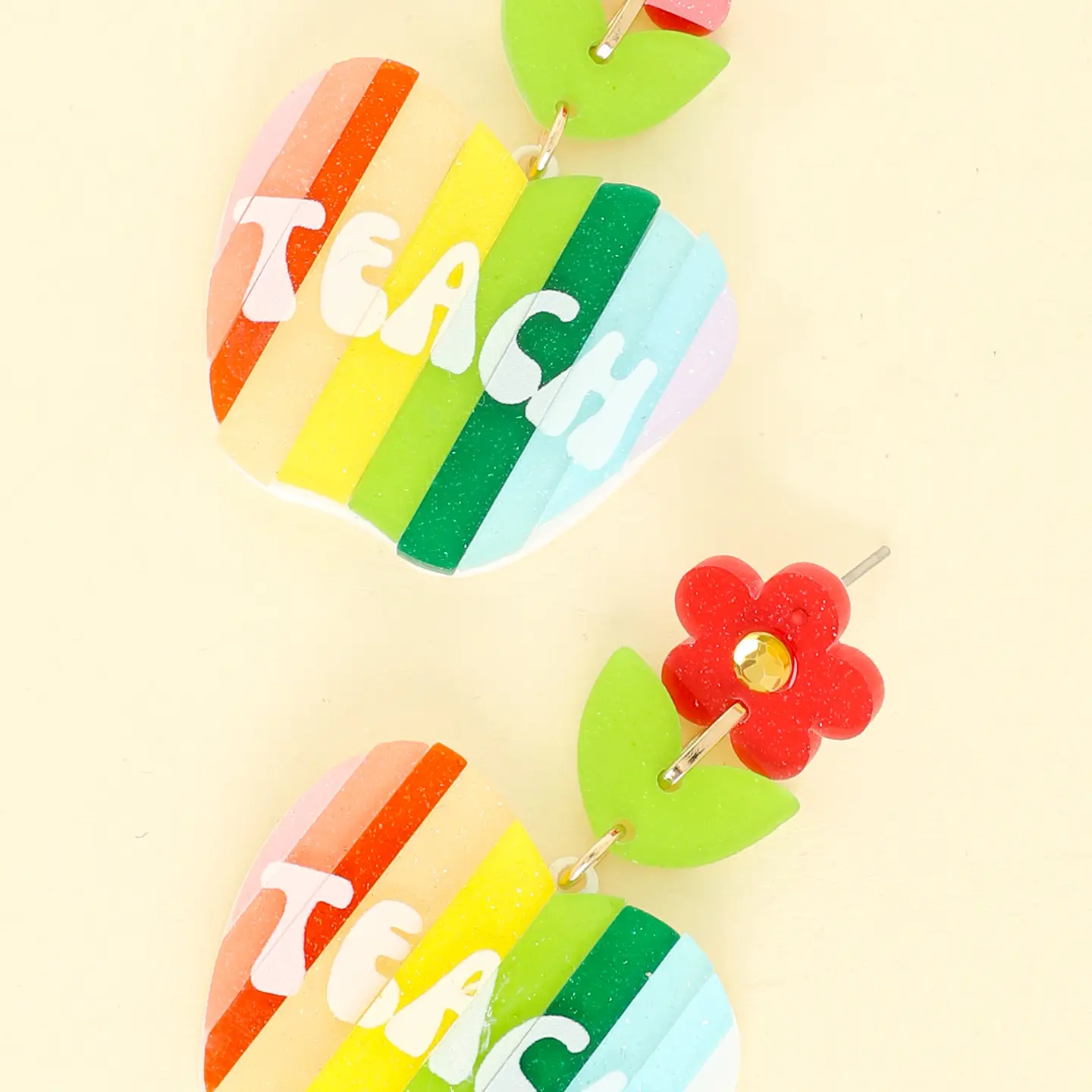 Teacher Appreciation Acrylic Striped Apple Earrings
