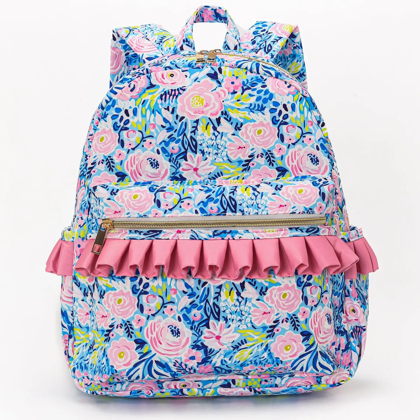 Blue Flower Kids Ruffle Backpack