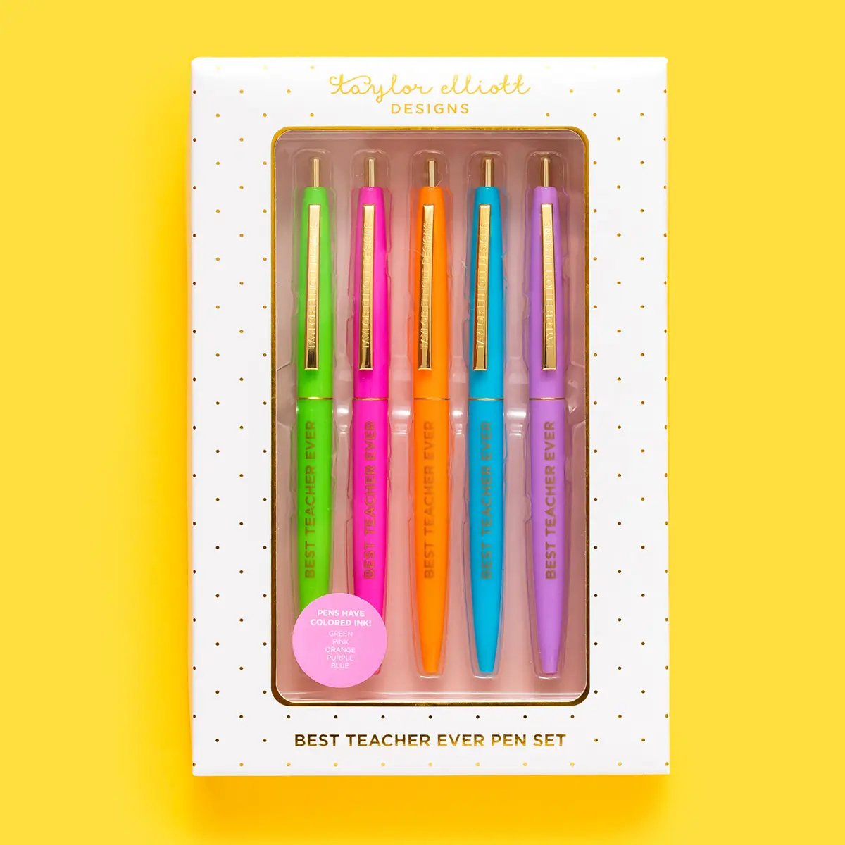 Teacher Appreciation 5-piece Pen Set with Colorful Ink