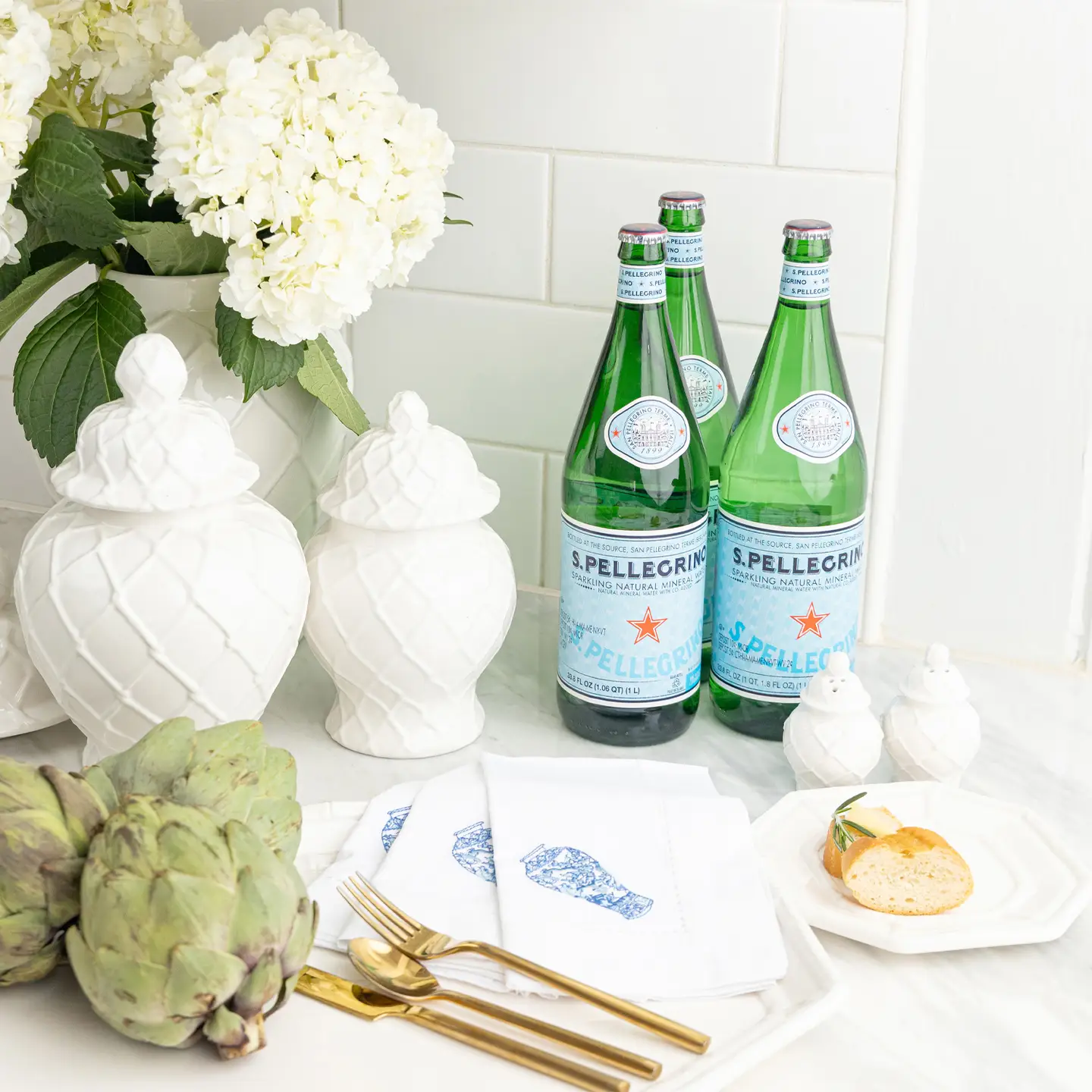 Extra Large White Textured Ginger Jar