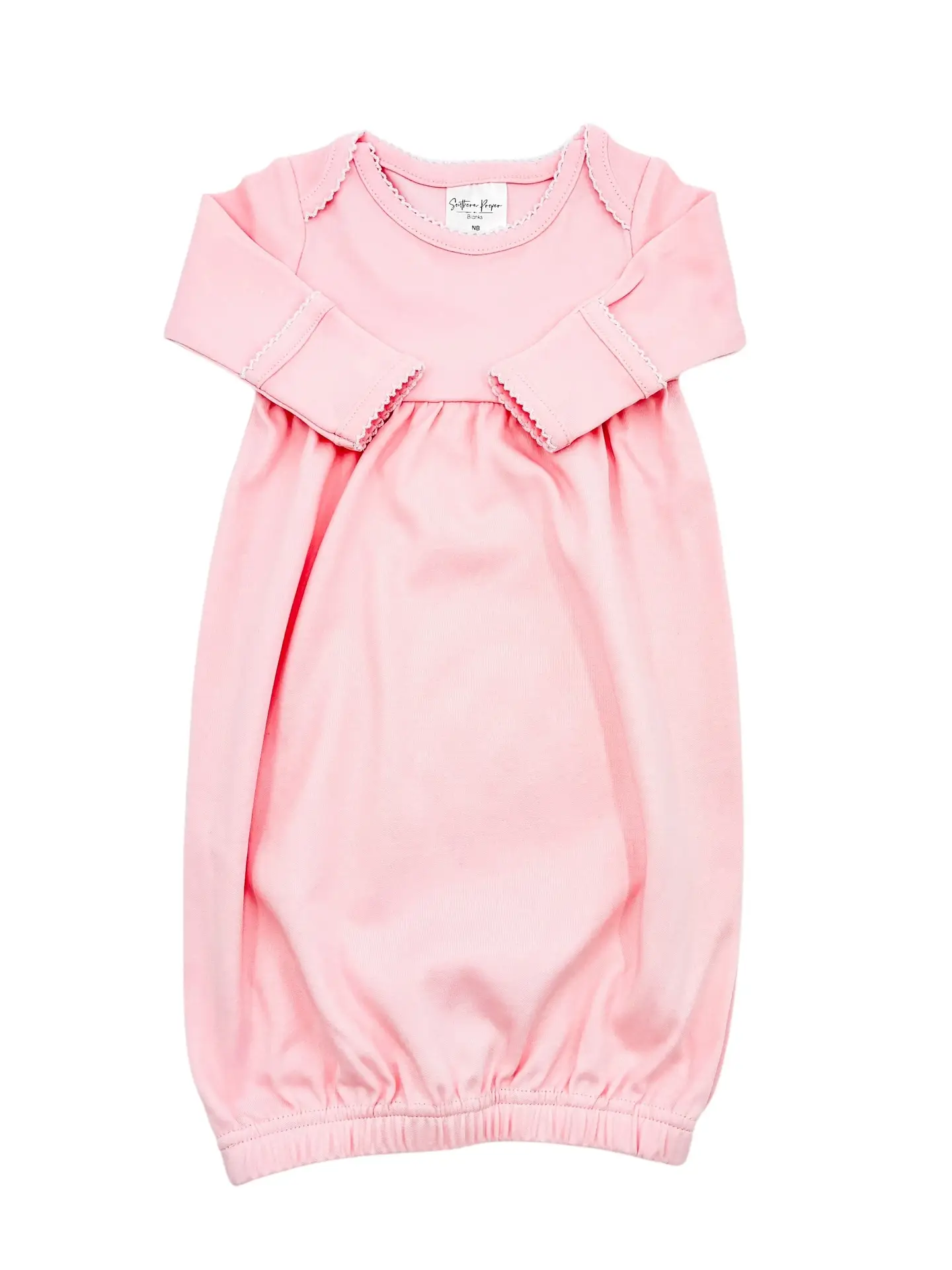 Pink Picot Trim Newborn Baby Gown