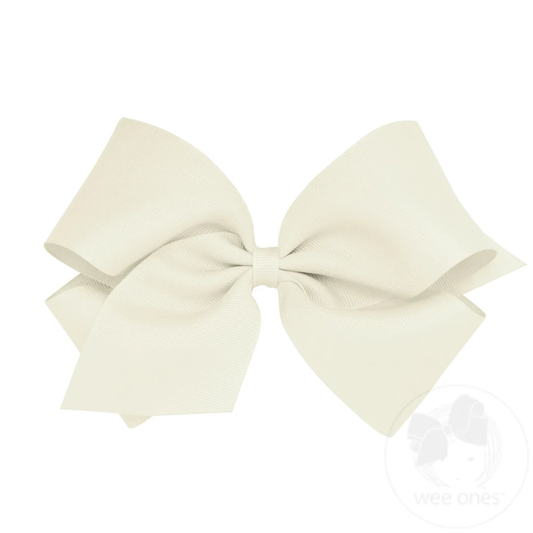Antique White Classic Grosgrain Hair Bow (Plain Wrap)