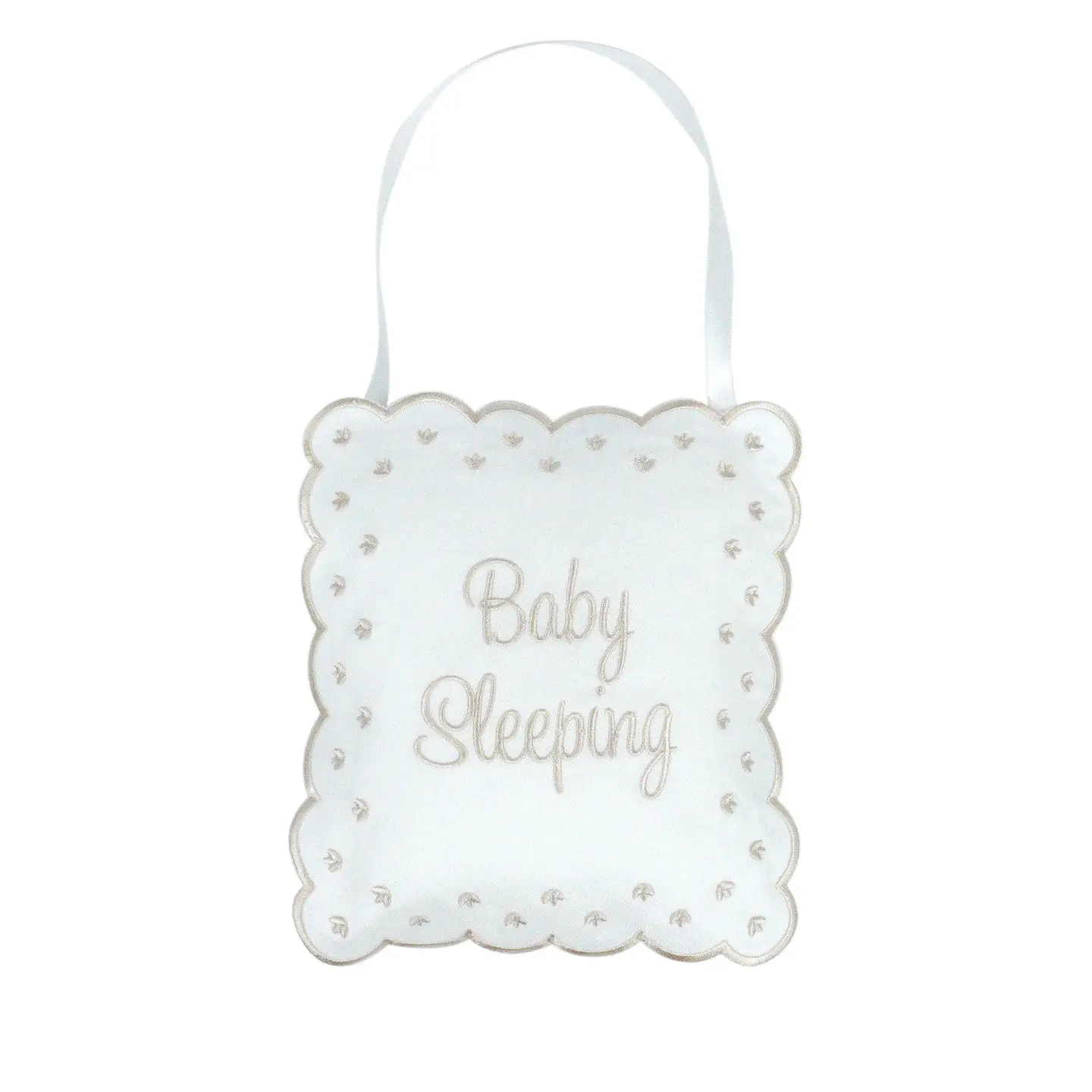 Beige Linen Baby Sleeping Sign Pillow