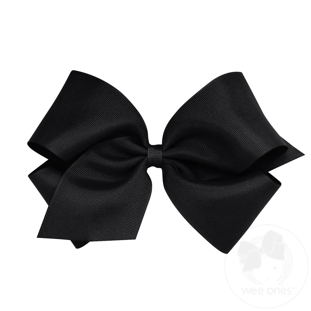 Black Classic Grosgrain Hair Bow (Plain Wrap)