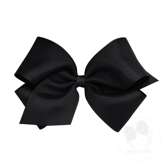 Black Classic Grosgrain Hair Bow (Plain Wrap)