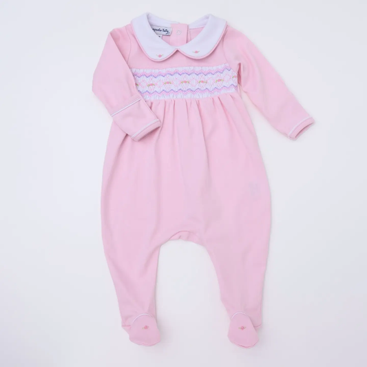 Hazel Pink Smocked Footie