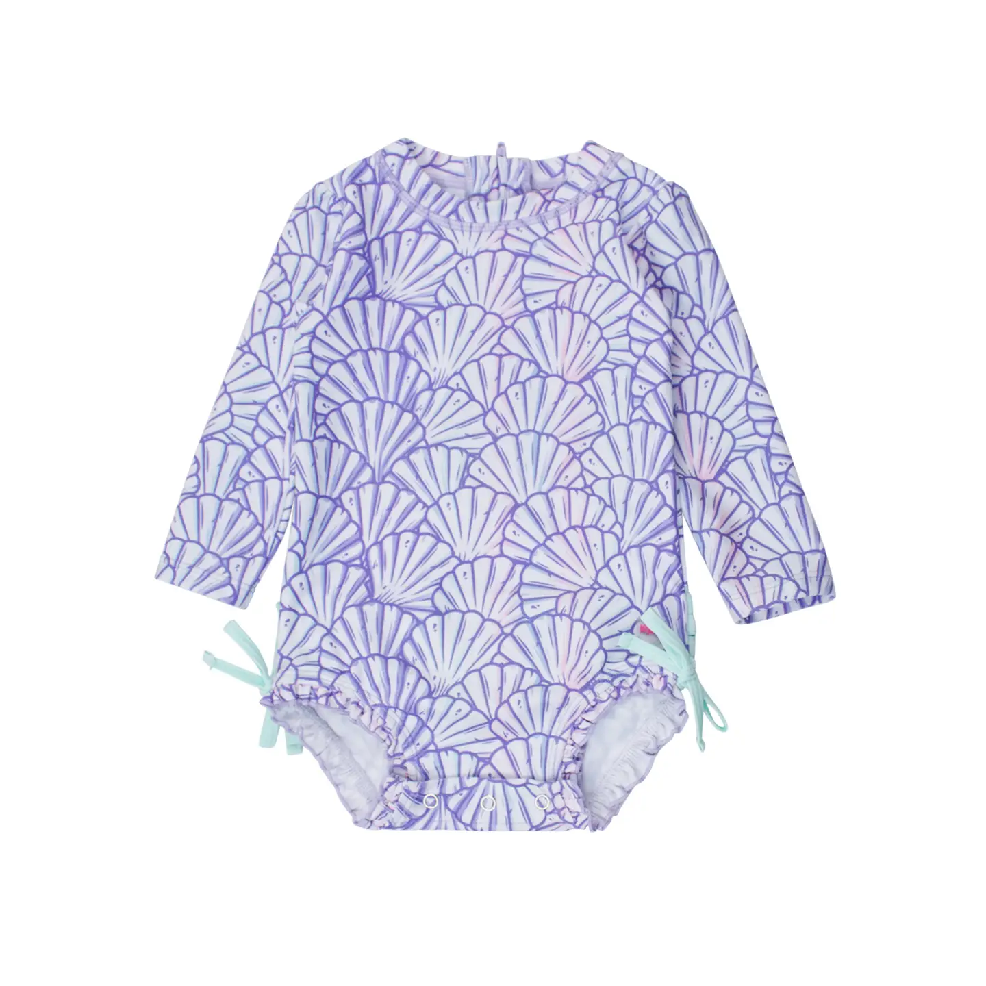 Baby Girls Magical Mermaid Long Sleeve One Piece Rash Guard Swimsuit