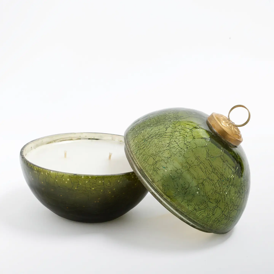 Noble Fir Green Glass Ornament Candle