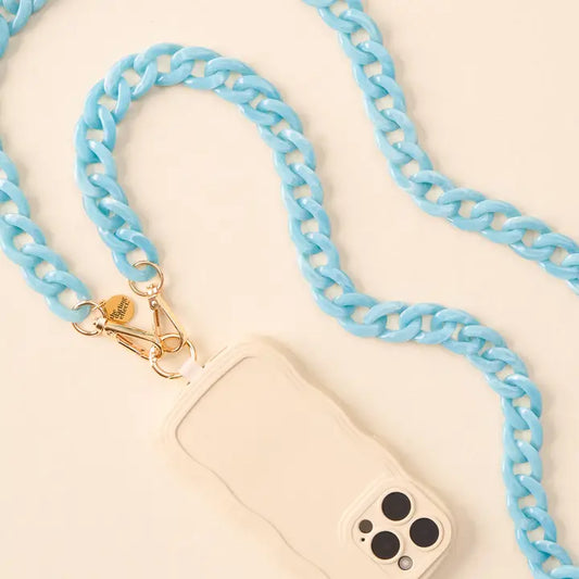 Marble Ocean Blue Hold The Phone Crossbody Chain