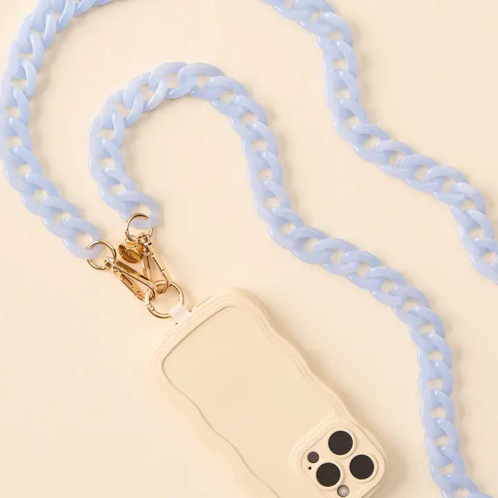 Marble Sky Blue Hold The Phone Crossbody Chain