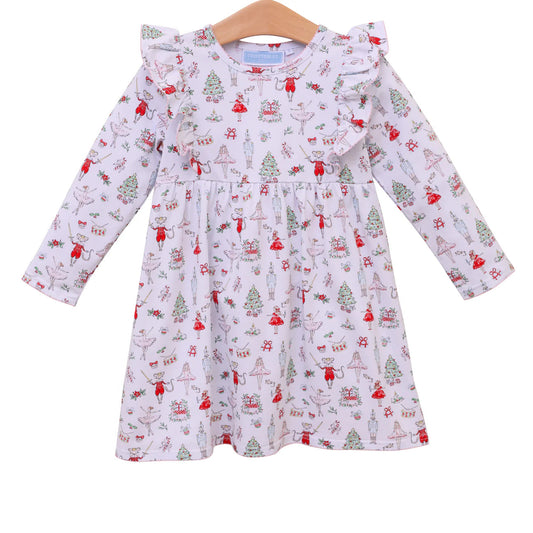 Nutcracker Print Ruffle Dress