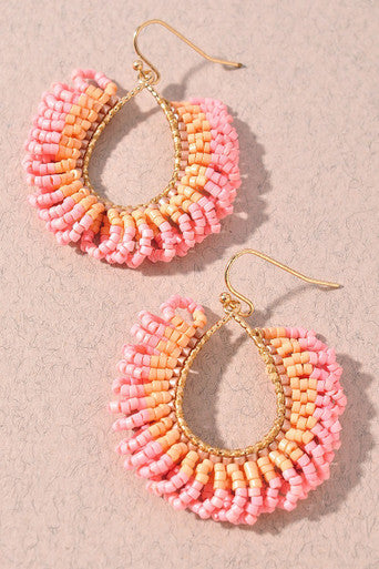 Pack A Punch Pink Beaded Earrings