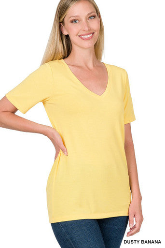 DOOR BUSTER: Dusty Banana Cotton V Neck Tee