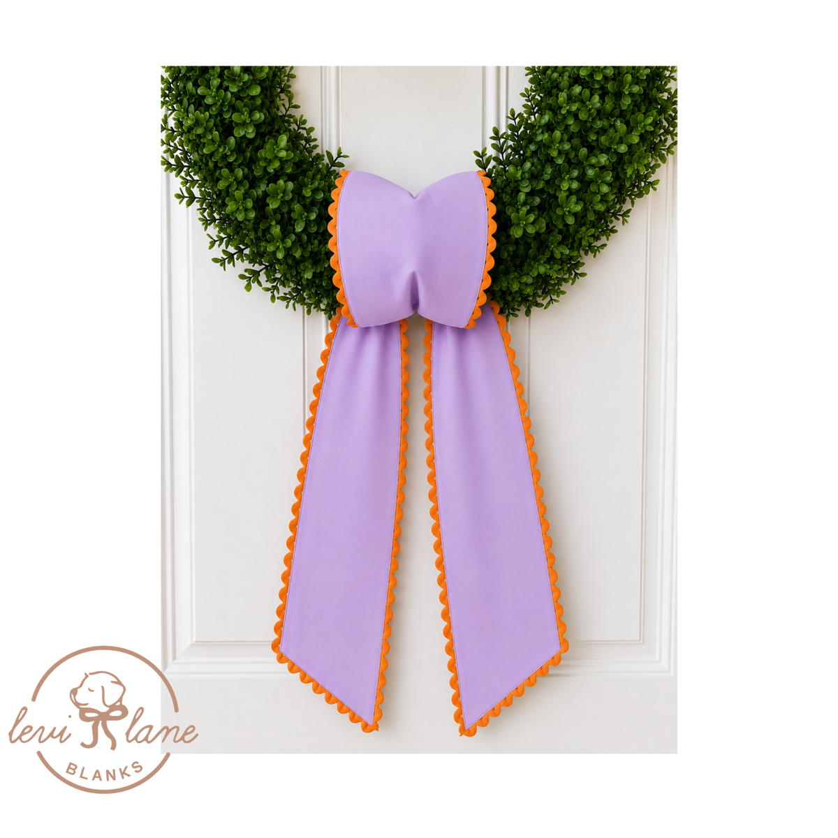 Lavender with Orange Ric Rac Wreath Sash