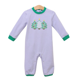 Blue Christmas Tree Applique Romper