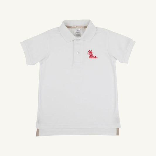 Worth Ave White/Keeneland Khaki/Ole Miss Prim & Proper Polo - Short Sleeve Pima BackStork