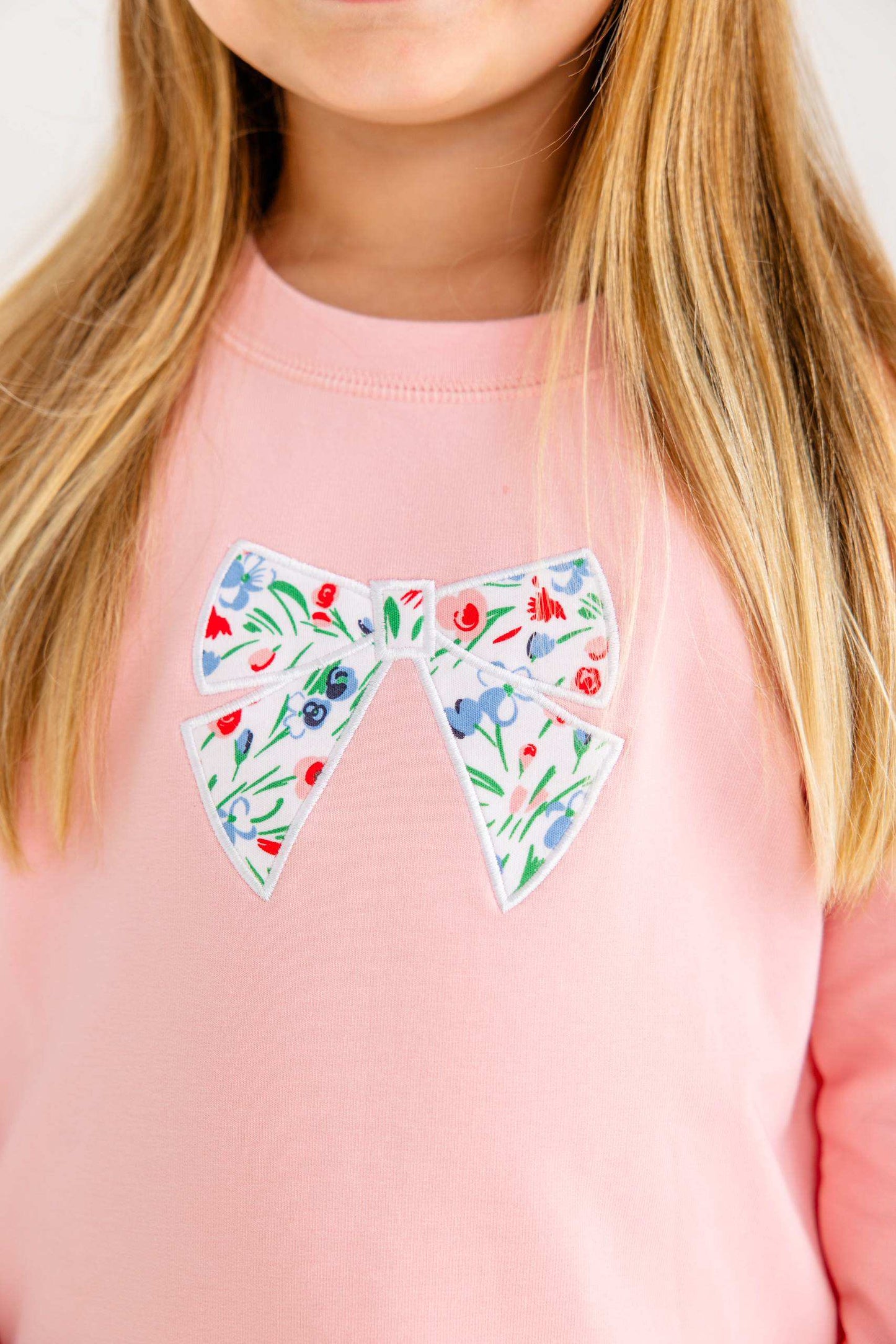 Cassidy Comfy Crewneck Puff Sleeve - Sandpearl Pink/Fair St Floral/Bow