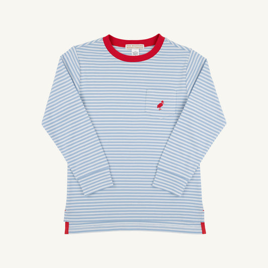 Long Sleeve Carter Crewneck - Barrington Blue Stripe/Richmond Red